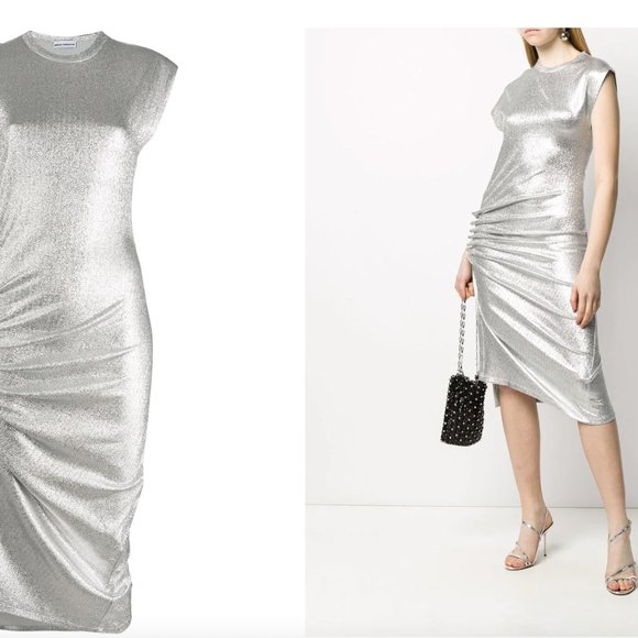Image 3 of Paco Rabanne metallic ruched side dres - Picture 3 of 3